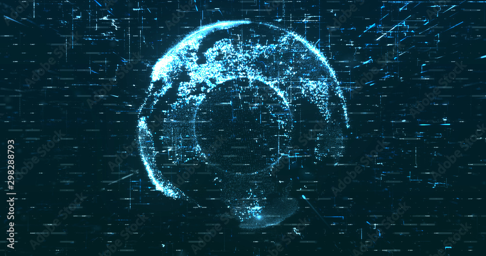 Wall mural digital space world 3d data earth background