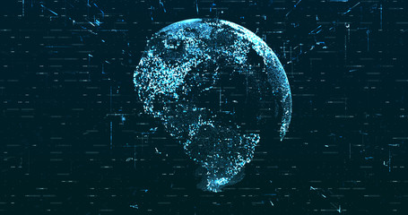Digital space world 3d data earth background