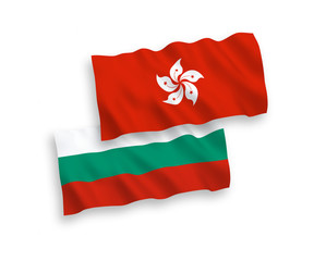 Flags of Hong Kong and Bulgaria on a white background