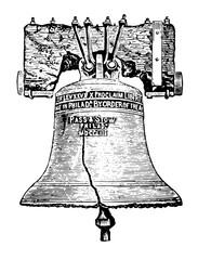 Liberty Bell, Philadelphia vintage illustration © Morphart