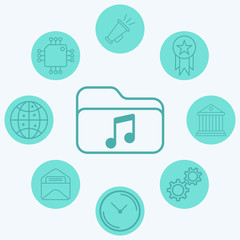 Music folder vector icon sign symbol