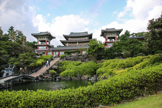 Yakcheonsa Temple is the biggest temple in Jeju, South Korea