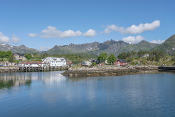 Fototapeta na wymiar harbor cityscape, Kabelvag, Norway