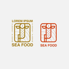 icon logo flat line art of seafood