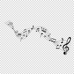 musical notes melody on transparent background