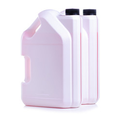 Bottle car coolant on white background isolation