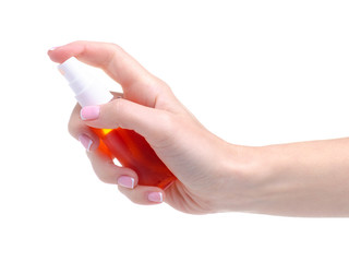 Antibacterial spray for hands antiseptic for hands on white background isolation