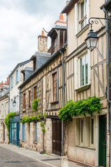 Fototapeta na wymiar BOURGES, FRANCE - May 10, 2018: Street view of downtown in Bourges, France