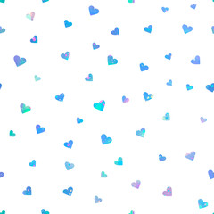 Color heart confetti seamless pattern on white background. Vector