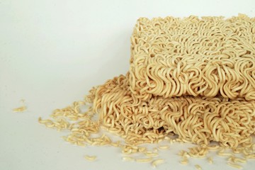 Instant noodles on the white scene