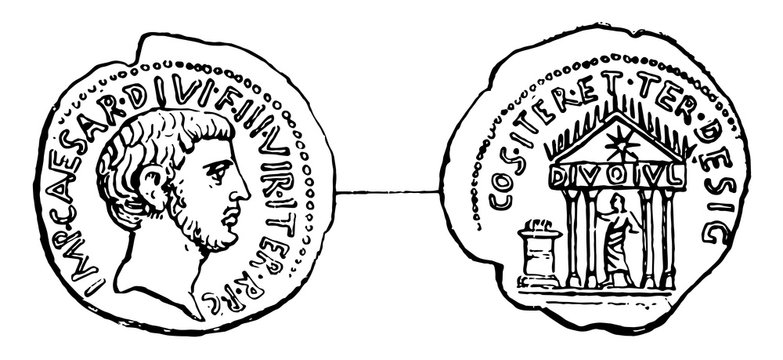 Caesar Coin Vintage Illustration.