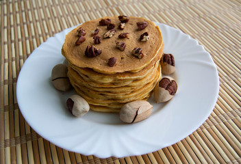 Pumpkin pancake with pecans