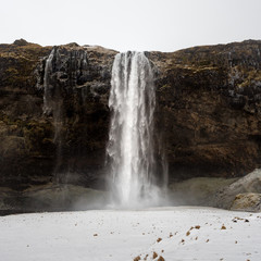 The Skogafoss waterfall in winter