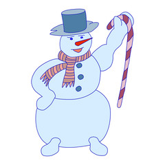 Cheerful cartoon snowman