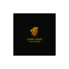 gold lion logo design template
