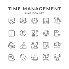 Fototapeta na wymiar Set line icons of time management