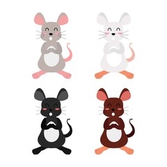 Happy Chinese New Year with happy Rat tradional chinese costume. lantern, scroll lank paper, lion dance, rat, golden money