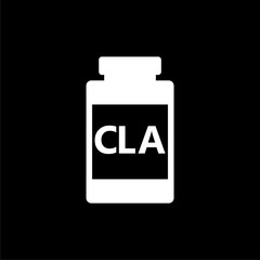 CLA bottle isolated on black background