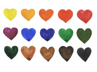 watercolor stains hearts 