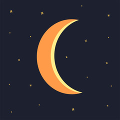 Obraz na płótnie Canvas Night sky with stars and moon blue background. Colorful illustration vector