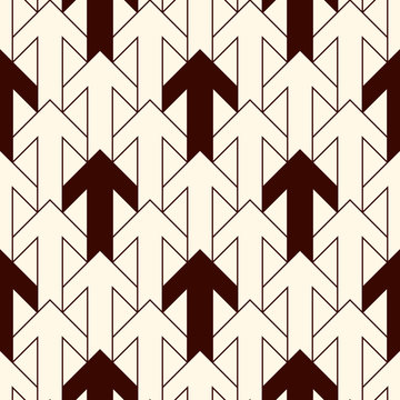 Fototapeta Simple modern print with interlocking arrows. Contemporary abstract background with repeated pointers. Seamless pattern