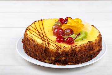 cream cake on a white background