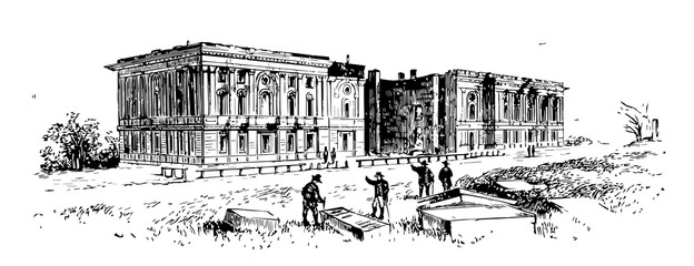 Remains of the Capitol After the Fire of 1814 vintage illustration - obrazy, fototapety, plakaty