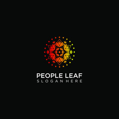 abstract people leaf and spa logo templates