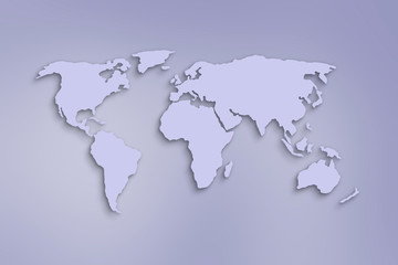 simple monochrome color world map, abstract worldwide symbol