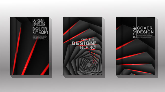 Vector collection of book cover backgrounds. The hexagon shape overlaps with the red luster. illustration of eps vector design 10.