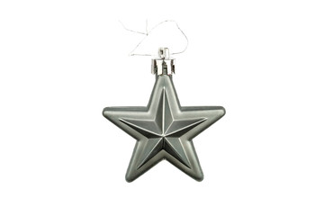 Gray matte star, Christmas tree decoration isolated on white background