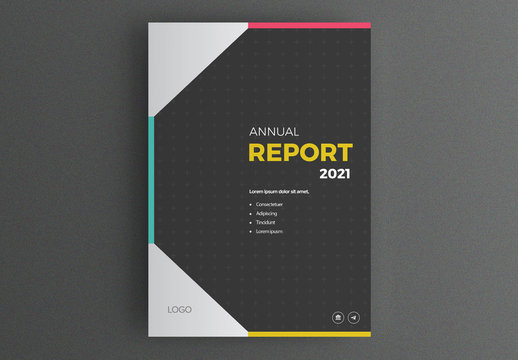 Report Cover Layout with Geometric Accents