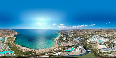 Foto op Canvas Aerial panorama 360 degrees, Ayia Napa resort town, Cyprus © castenoid
