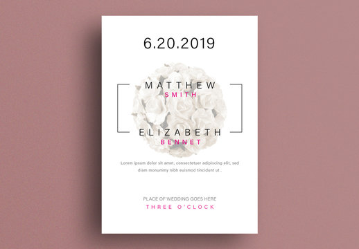 Wedding Invitation Layout with Floral Element