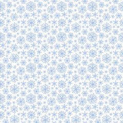 Christmas seamless doodle pattern with snowflakes