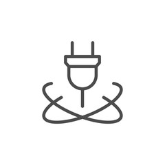 Plug charging line outline icon