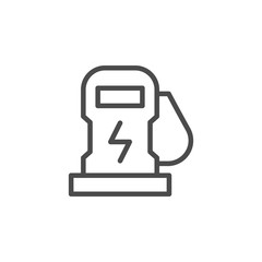 Electric car charging station line outline icon
