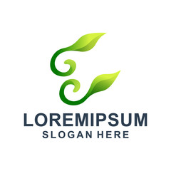 Letter E with Leaf Logo Design