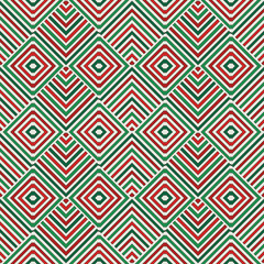 Wicker seamless pattern with geometric ornament. Vivid colors background with overlapping stripes. Fish scale motif.