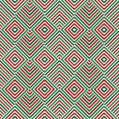 Wicker seamless pattern with geometric ornament. Vivid colors background with overlapping stripes. Fish scale motif.