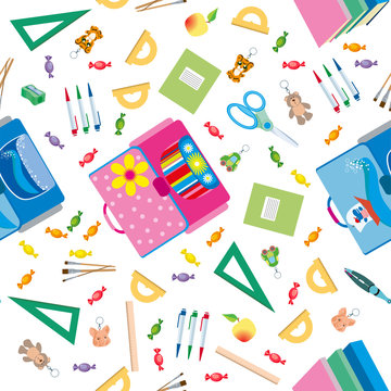 Seamless school pattern. Background with school objects