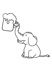 party elefant anstoßen oktoberfest bier saufen trinken maß alkohol glas spaß feiern glücklich niedlich süß klein kind baby rüssel dickhäuter clipart design cool sitzend dick tier gemalt comic cartoon