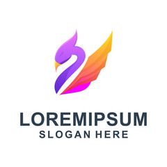 Obraz premium Colorful Abstract Swan Logo Design