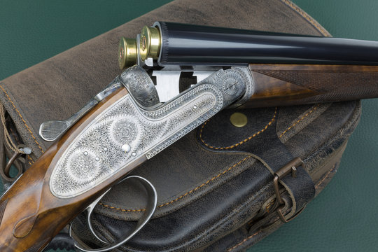 hunting rifle made in spain and decorated with engraving