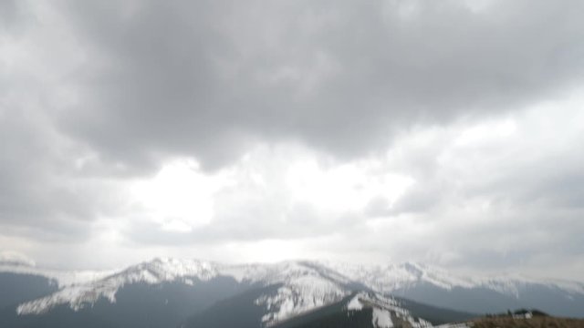 Retezat mountain from Munti Tarcu, cloudy sky