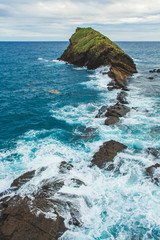 rock formation in the sea on the island of Sao Miguel, Azores, Portugal