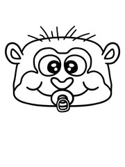 niedlich schnuller kopf baby äffchen affe süß schimpanse lustig klein kind gorilla clipart design gemalt menschenaffe