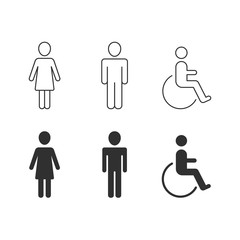 People signs: woman, man, handicap