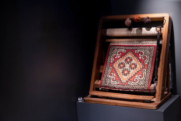 Miniature Turkish Carpet Loom With Copy Space