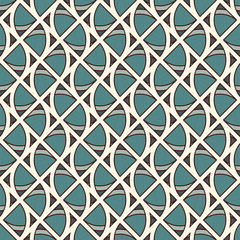 Naklejka premium Seamless surface pattern with abstract waves. Contemporary print with geometric forms. Modern ornament with triangles.
